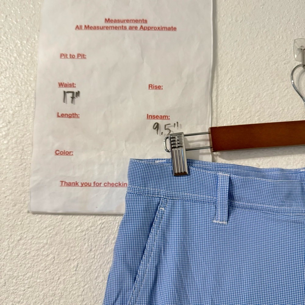 FJ Footjoy‎ Golf Shorts Men's 34 Blue Check Performance Chino 9.5” Inseam - Picture 4 of 4